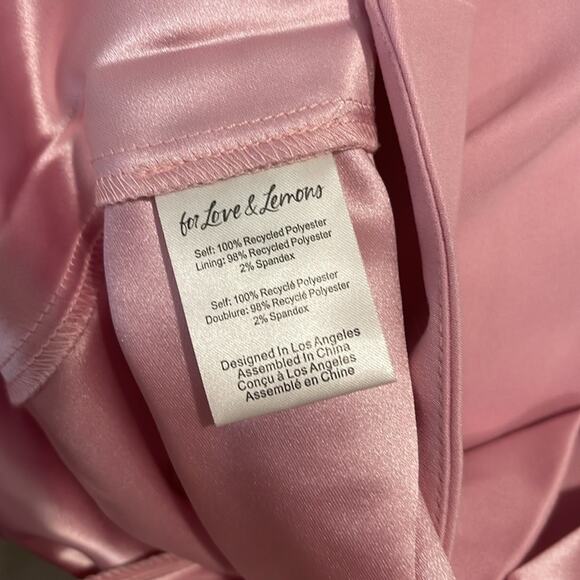 For Love & Lemons Miriam Ruffle Sleeve Bow Detail Pink Maxi Dress Sz Small - Picture 15 of 15